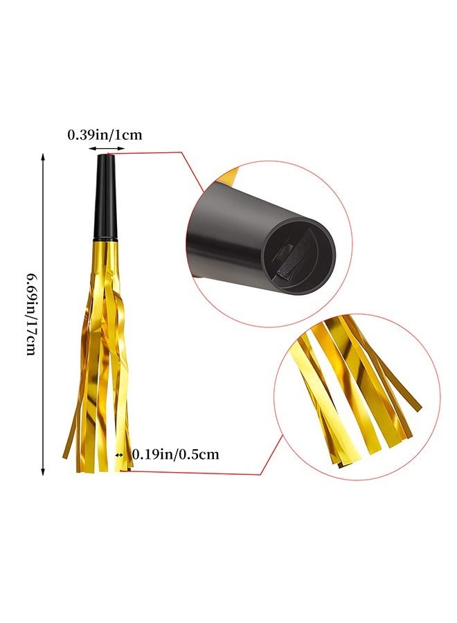 6Pcs Blowouts Noisemakers, Funny Party Blowouts, Colorful Musical Paper Noisemakers Blowouts Whistles, Party Favors (Golden) - Image 2