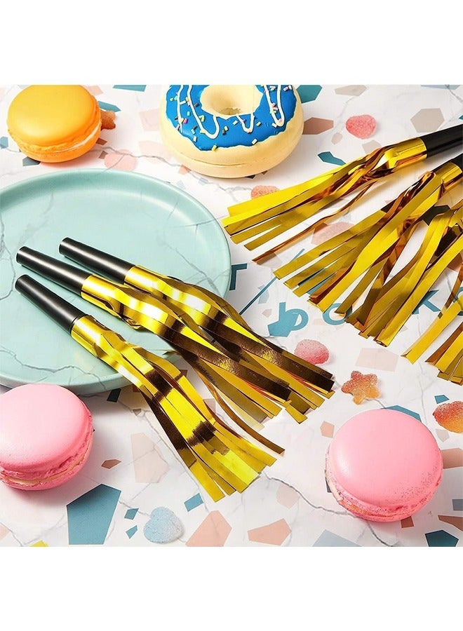 6Pcs Blowouts Noisemakers, Funny Party Blowouts, Colorful Musical Paper Noisemakers Blowouts Whistles, Party Favors (Golden) - Image 3