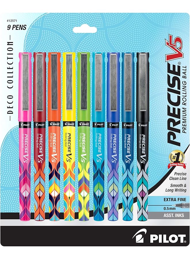 بايلوت أقلام حبر سائلة دقيقة V5، أقلام حبر سائلة، ألوان حبر متنوعة، 9 عبوات 12571 - Image 1