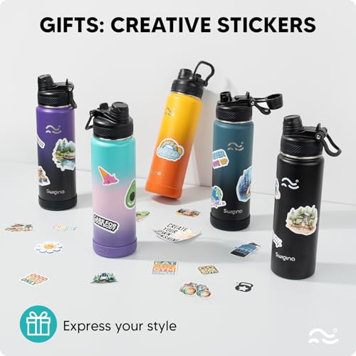 Swigina Insulated Water Bottle with Silicone Boot (36hrs Cold/18hrs Hot) - DIY Stickers, [2-in-1 Lid], BPA Free, 24 oz - Image 5