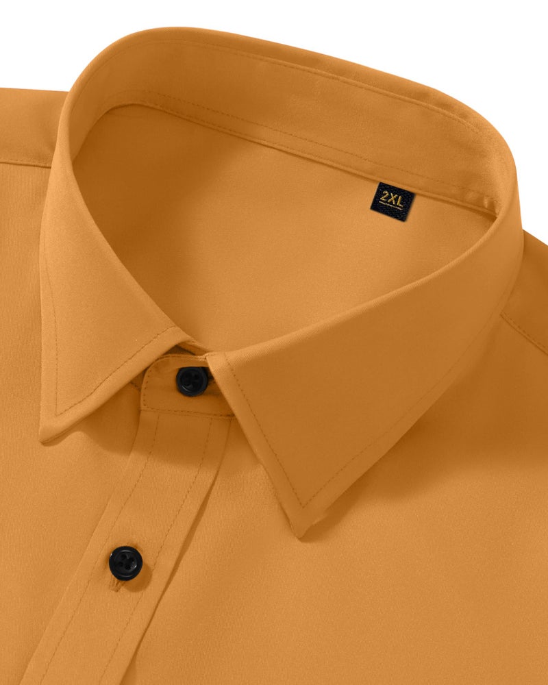 Lusead Gold Dress Shirts for Men Cotton Stretch Slim Fit Casual Long Sleeve Button Down Shirt Men Party Prom Wedding - Image 3