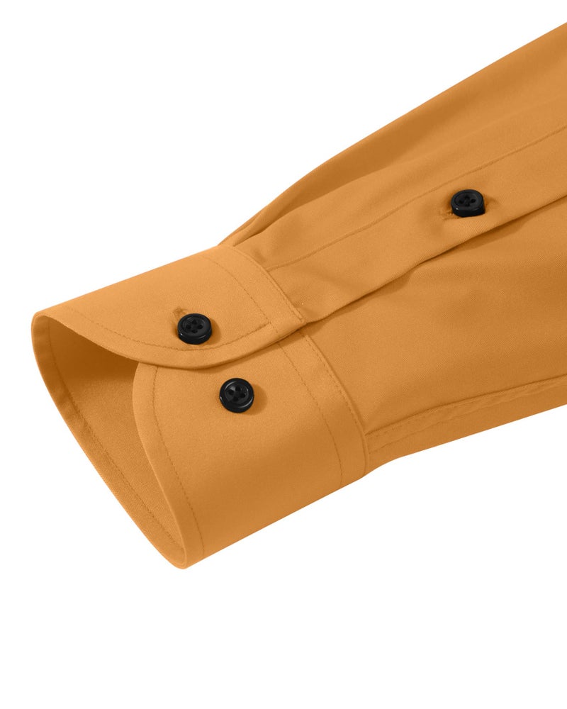 Lusead Gold Dress Shirts for Men Cotton Stretch Slim Fit Casual Long Sleeve Button Down Shirt Men Party Prom Wedding - Image 5