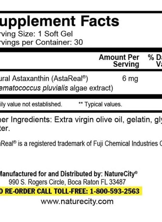 NatureCity True-Asta AstaReal Natural Astaxanthin 6mg – Joint Muscle Skin Eye Support 30 Soft Gels  - Image 2