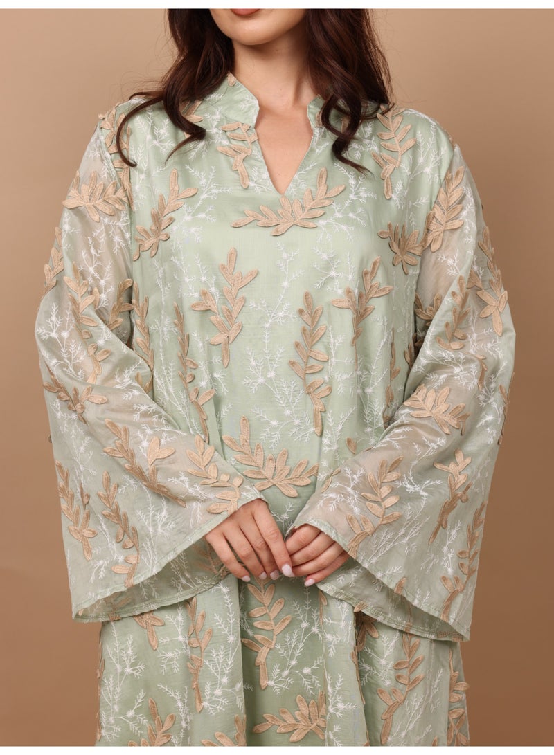 اكسا جلابية حديقة ناعمة IK5031 اخضر - Image 2