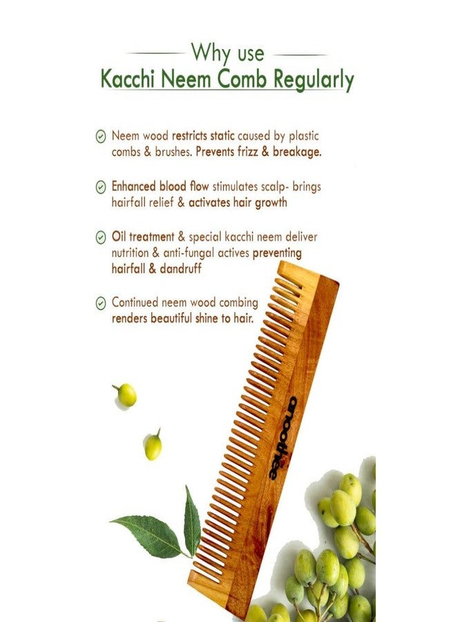 Anoothee Kacchi Neem Wooden lily comb, Infuse it with your choice of oil & herb- Detangling Suited For Long & Thick Hair & styling -Pack of 1 - Image 2