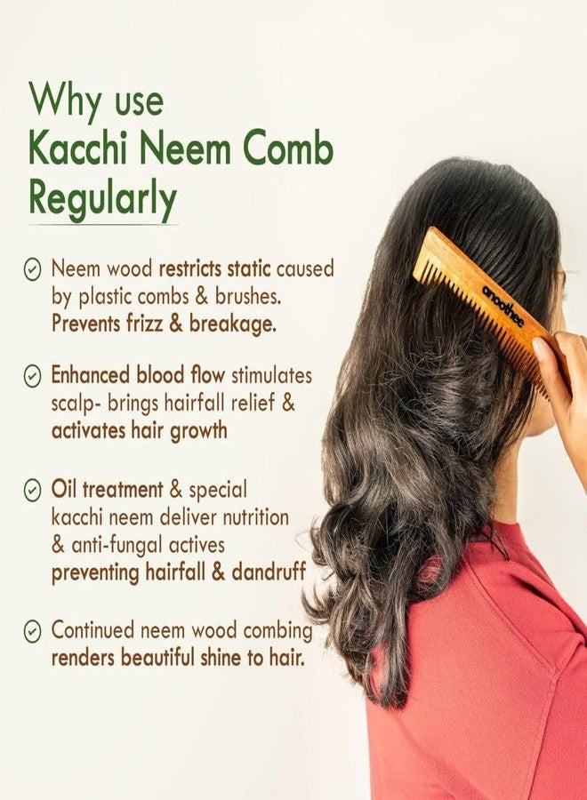Anoothee Kacchi Neem Wooden lily comb, Infuse it with your choice of oil & herb- Detangling Suited For Long & Thick Hair & styling -Pack of 1 - Image 3