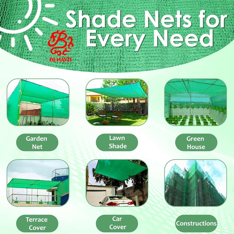BENAVJI Green Shade Net 50 UV Sun Protection for Terrace Garden Green House Balcony Gardening Multipurpose Agro Netting Size 5FTX16FT - Image 2