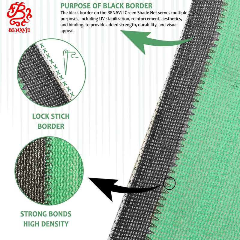 BENAVJI Green Shade Net 50 UV Sun Protection for Terrace Garden Green House Balcony Gardening Multipurpose Agro Netting Size 5FTX16FT - Image 4
