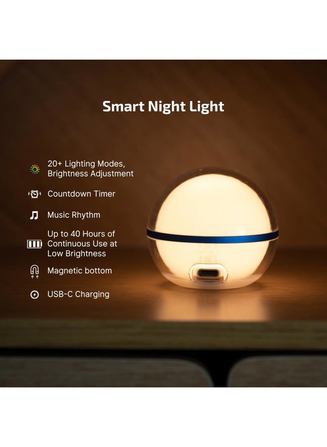 OLIGHT Sphere C Smart Night Light, 70 lumens Stepless Dimming Table Lamp with Remotely APP Control, USB-C Rechargeable RGB Ambient Lighting for Sleeping, Reading, and Relaxation (Stellar Sky, 1) - Image 3