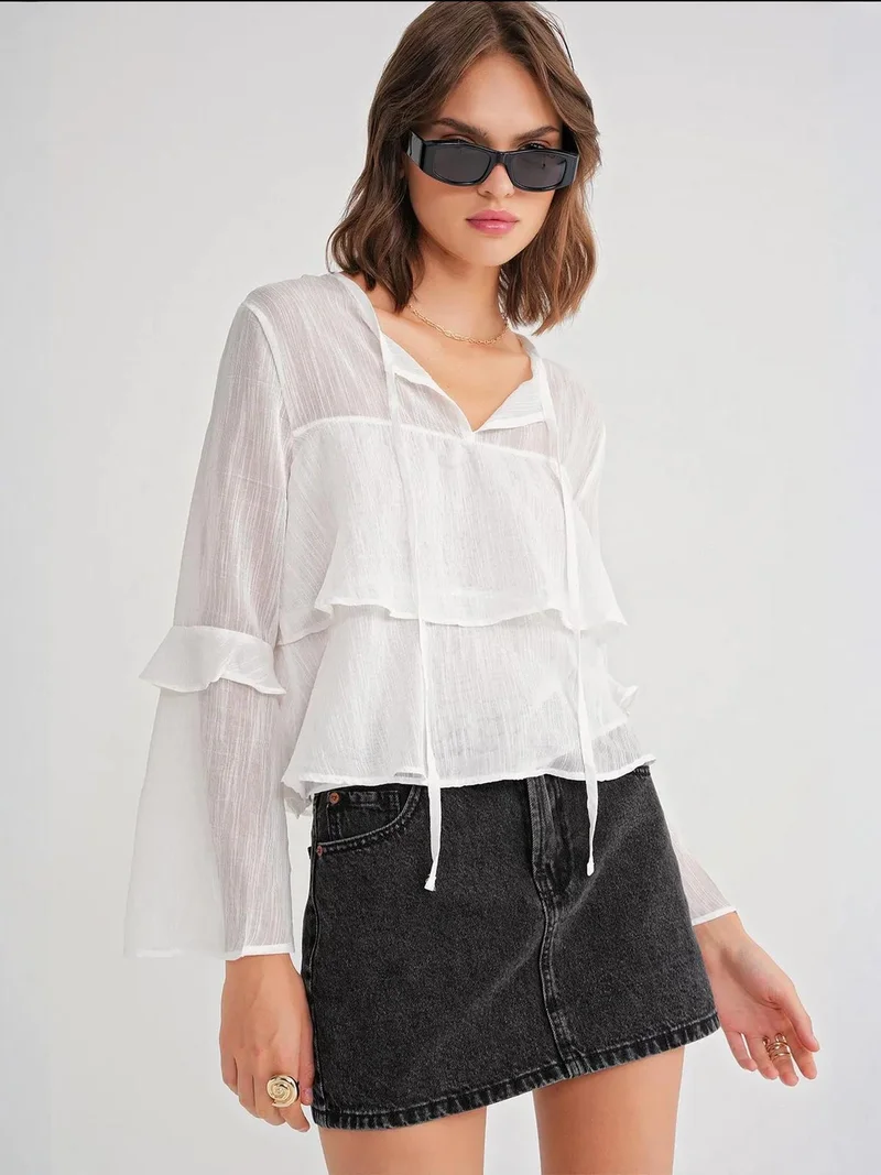 ميكسراي بلوزة ميكسراي بكشكشة وتفاصيل فيونكة