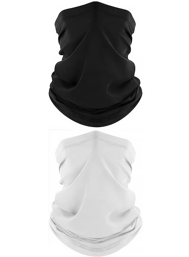 2 Pack Neck Gaiter, Cooling Breathable Face Mask UV Protection Scarf Hiking Bandana for Men/Women(black，withe） - Image 1