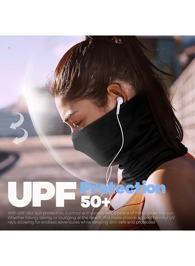 2 Pack Neck Gaiter, Cooling Breathable Face Mask UV Protection Scarf Hiking Bandana for Men/Women(black，withe） - Image 4