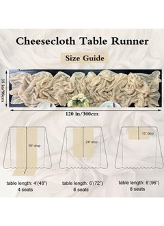 Via Saffi Beige Translucent Table Runner Soft Boho Wrinkled Gauze Sheer Cloth for Baby Shower Baptism Birthday Party Wedding Centerpiece Table Decoration 90cm×300cm  - Image 4