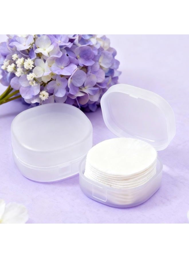 LUSTRIB 2 Pcs Portable Cotton Round Holder, Plastic Lightweight Cotton Round Dispenser, Small White Transparent Cottons Pads Holder for Makeup Remover Cottons Balls Powder Puff Floss Balls Beads Small Items - Image 3