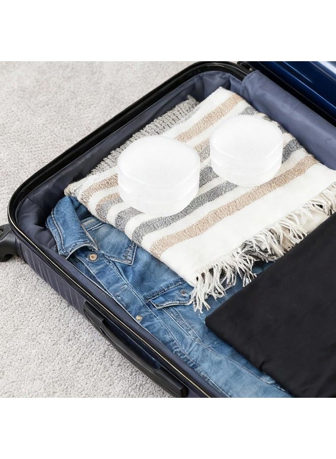 LUSTRIB 2 Pcs Portable Cotton Round Holder, Plastic Lightweight Cotton Round Dispenser, Small White Transparent Cottons Pads Holder for Makeup Remover Cottons Balls Powder Puff Floss Balls Beads Small Items - Image 5