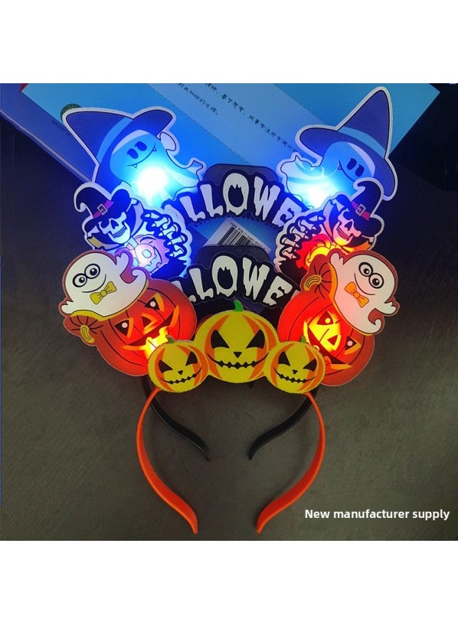 Cross-border Halloween Party Luminous Pumpkin Lantern Hoop Ghost Festival Stage Performance Supplies Skull Head Hoop Hair Hoop Props 