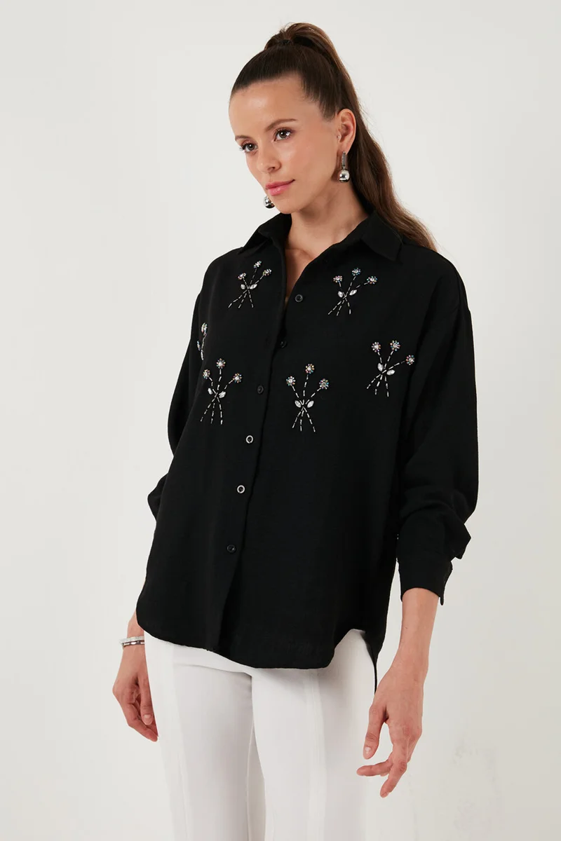 Lela Shiny Stone Regular Fit Summer Shirt Women's Shirt 6113615