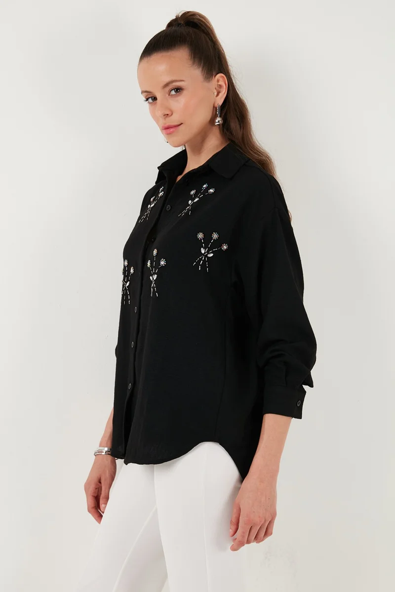 Lela Shiny Stone Regular Fit Summer Shirt Women's Shirt 6113615