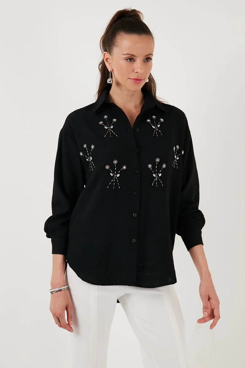 Lela Shiny Stone Regular Fit Summer Shirt Women's Shirt 6113615