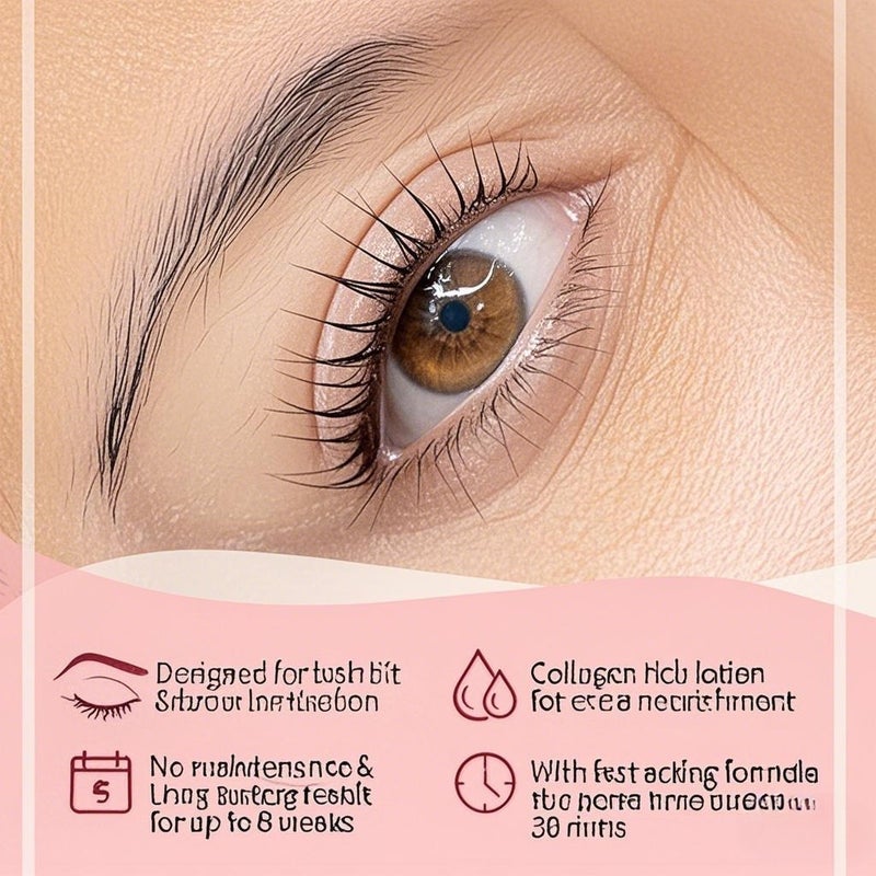 حزمة رفع الرموش، حزمة تعريب الرموش الاحترافية لتحقيق نتيجة صالون تجميل، لتكون صورتك بنموذج رموش متجعدة تدوم 8 أسابيع، مناسبة للاستخدام في الصالونات والمستخدمين المنزليين - Image 3
