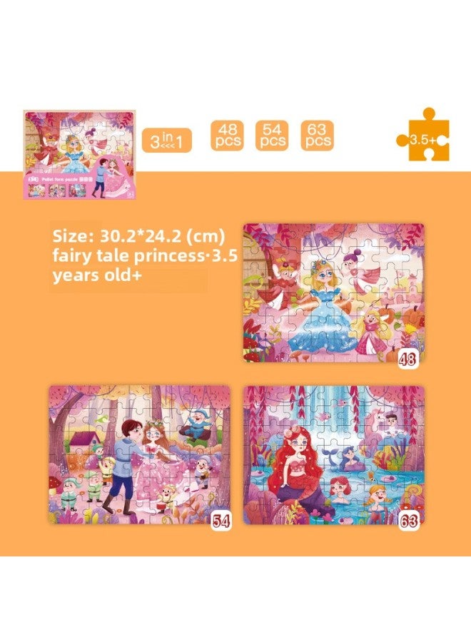 Wooden Boxed Dinosaur Animal Traffic Education Advanced Jigsaw Puzzle Children's Educational Early Education Wooden Toys-Color:Wooden Box Advanced Puzzle Fairy Princess (Medium) - Image 1