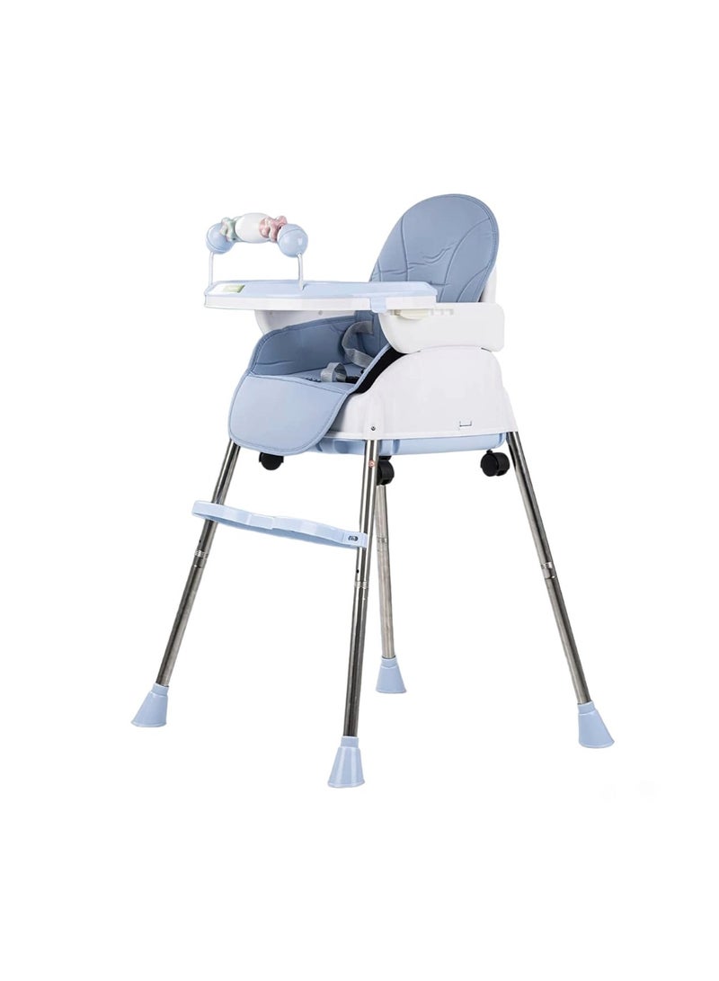 Baybee 4 in 1 Nora Convertible High Chair for Kids with Adjustable Height and Footrest, Baby Toddler Feeding Booster Seat with Tray, Wheels, Safety Belt and Cushion For 6 Months to 4 Years (Blue)  - Image 2