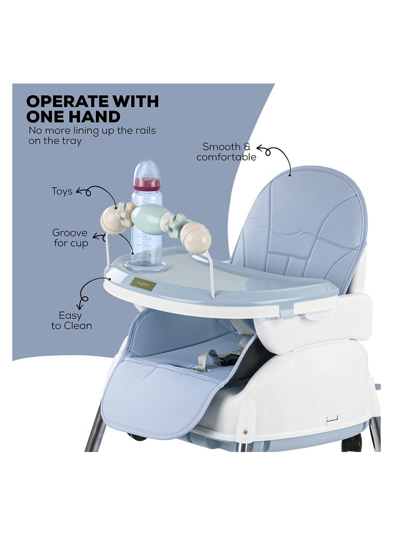 Baybee 4 in 1 Nora Convertible High Chair for Kids with Adjustable Height and Footrest, Baby Toddler Feeding Booster Seat with Tray, Wheels, Safety Belt and Cushion For 6 Months to 4 Years (Blue)  - Image 4