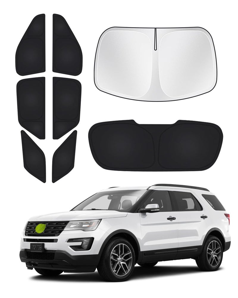 Canvcle Windshield Sun Shade for Ford Explorer 20202025 2026 Side Rear Window Shade Privacy Cover Window Sun Visor Blocker Keep Vehicle Cool Black 8PCS