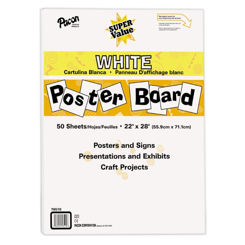 Pacon Super Value Poster Board, 22"X28", White, 50 Sheets - Image 1