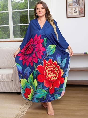 KEYLORTING Kaftan Dress for Women - Plus Size Caftan Maxi Beach Dress Moo Moos Loungewear, Swimsuit Cover Up for Beach, Pool or Vacation - Image 3