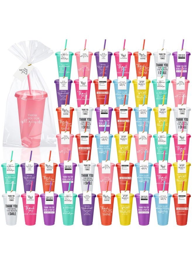Tioncy 50 Set Christmas Employee Appreciation Gifts Bulk for Team Office Staff Coworker Teacher Nurse Volunteer Client 24 oz Thank You Tumblers Plastic Coffee Cups with Lids and Straws(Appreciation) - Image 1