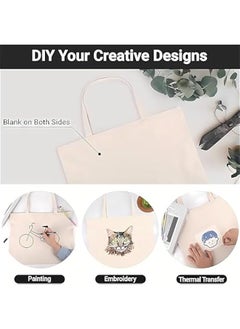 HOOKOR Durku 12 Pack Canvas Tote Bag ，Eco-Friendly Shopping Bag,Ideal for Shopping Printing and Decoration， Lightweight ，Reusable Canvas Fabric Bags for DIY, Advertising, Promotion, Gifts ﻿  - Image 2