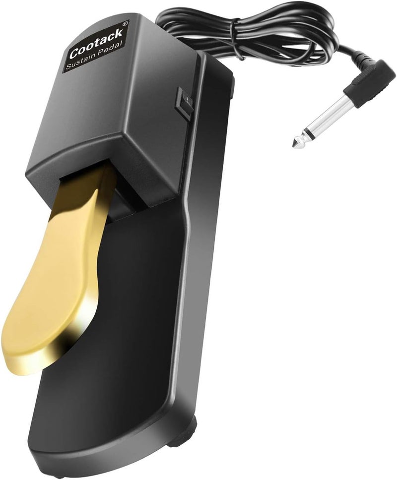 Cootack Universal Sustain Pedal Suitable for Yamaha Casio Roland Electronic Keyboards, Digital Piano & More Gold - Image 1