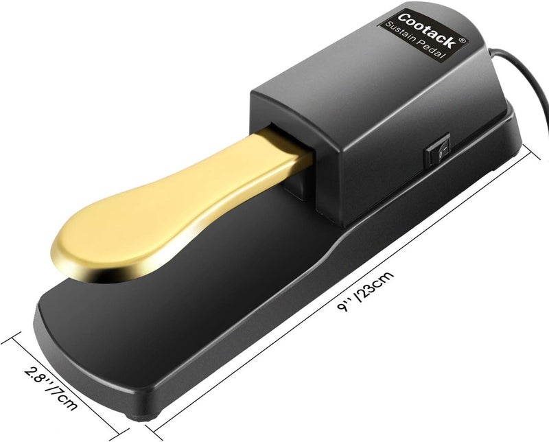 Cootack Universal Sustain Pedal Suitable for Yamaha Casio Roland Electronic Keyboards, Digital Piano & More Gold - Image 2