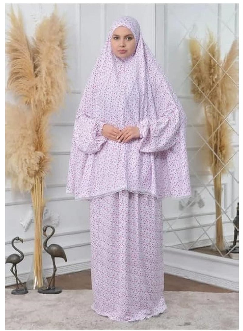 Luxury 2 Piece Prayer Set Light and Cool Design, Fits All Sizes and Hides Body Lines - Luxury Prayer Clothes in Pink and Blue, One Size Multicolor - Image 2