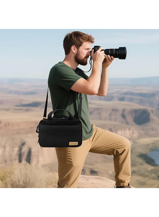 Lacdo Compact Camera Bag Case for SLR/DSLR and Mirrorless Cameras, Fits Canon, Nikon, Sony, Panasonic, Olympus Cameras and Lenses, Camera Shoulder Bag Crossbody Sling Bag for Photographer - Image 5