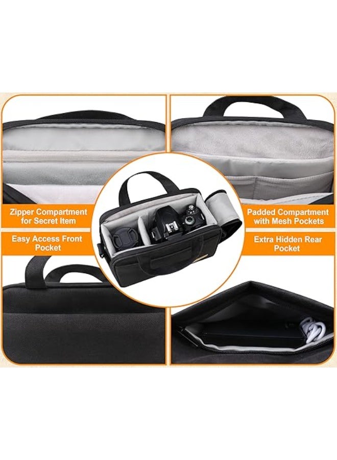 Lacdo Compact Camera Bag Case for SLR/DSLR and Mirrorless Cameras, Fits Canon, Nikon, Sony, Panasonic, Olympus Cameras and Lenses, Camera Shoulder Bag Crossbody Sling Bag for Photographer - Image 3