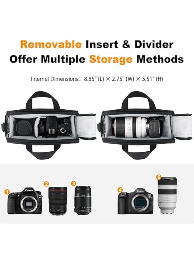 Lacdo Compact Camera Bag Case for SLR/DSLR and Mirrorless Cameras, Fits Canon, Nikon, Sony, Panasonic, Olympus Cameras and Lenses, Camera Shoulder Bag Crossbody Sling Bag for Photographer - Image 4