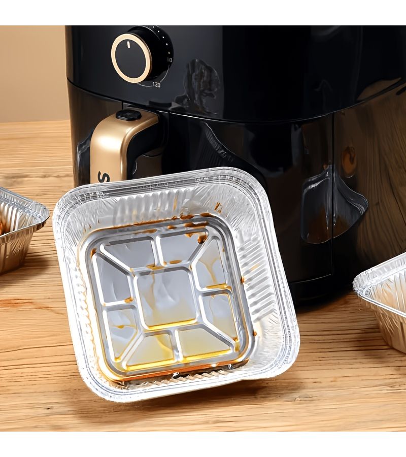30 Pack 8 Inch Square Aluminum Foil Pans Heavy Duty Disposable For Air Fryer Baking Home And Commercial Use Food Grade - Image 5
