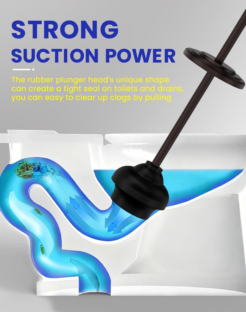 DOWRY Anti-Hand Off Toilet Plunger with Holder for Bathroom,Powerful Efficient Force Suction Cup,Heavy Duty, Deep Cleaning Bronze - Image 3