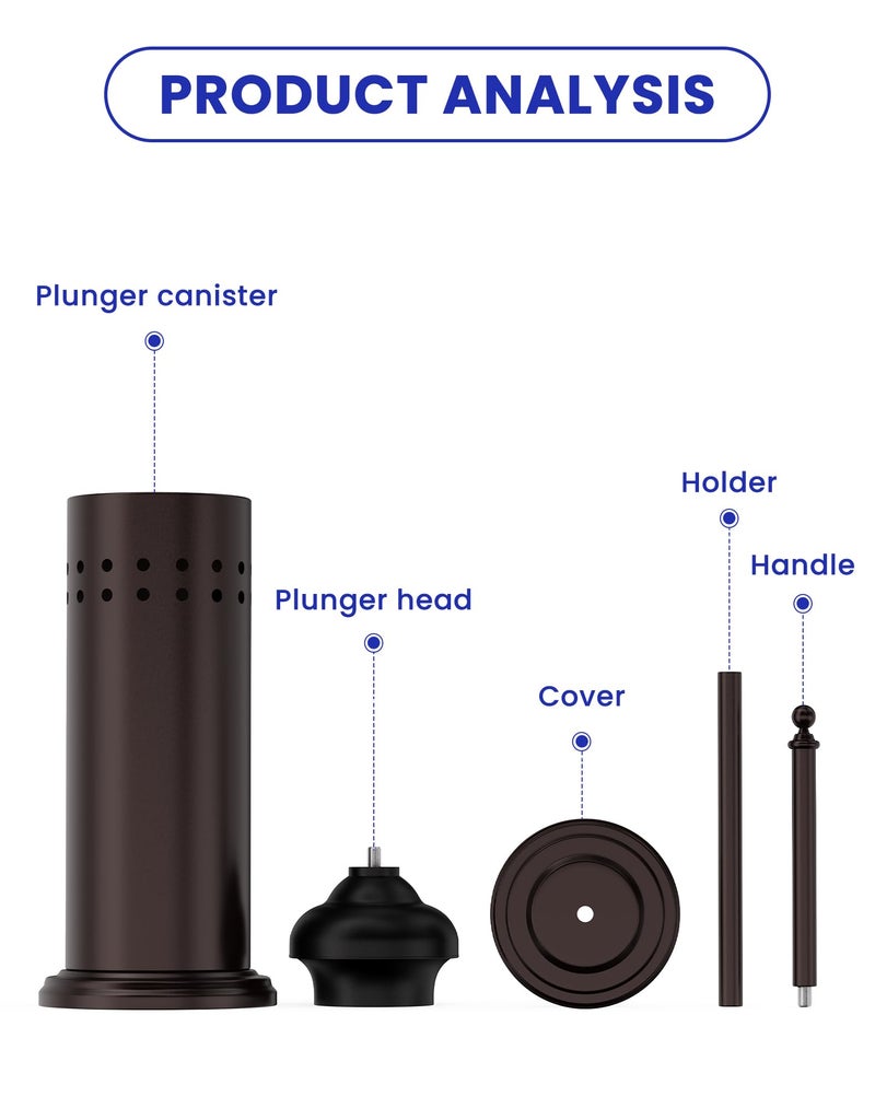 DOWRY Anti-Hand Off Toilet Plunger with Holder for Bathroom,Powerful Efficient Force Suction Cup,Heavy Duty, Deep Cleaning Bronze - Image 5