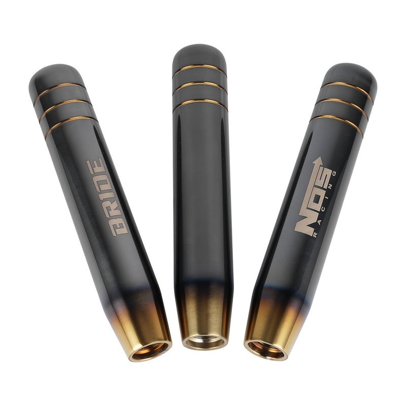 مقبض ناقل الحركة العالمي JDM NOS باللون الأسود الذهبي المحروق من الألمنيوم لسيارات السباق بطول 7.09 بوصة - Image 3