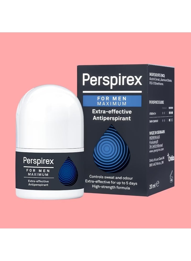 Perspirex Perspex Roll On for Men maximum 20 ml unscented - Image 1