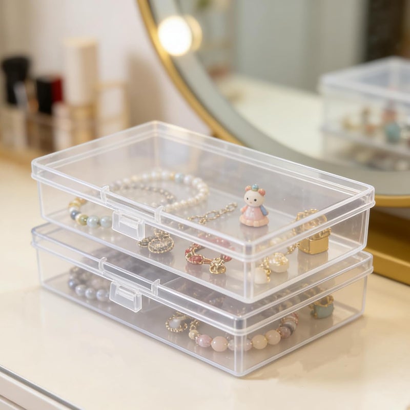 Thintinick 12 Pack Rectangular Clear Plastic Storage Containers Box with Hinged Lid for Beads and Other Small Craft Items (5.7 x 2.95 x 1.18 inch) - Image 2