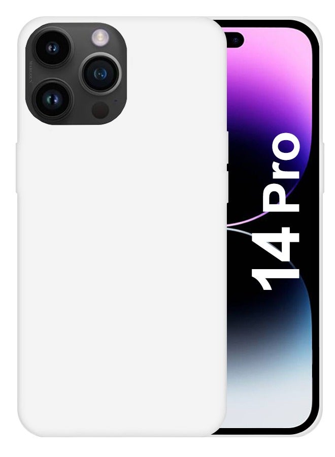 CATANES Protective Soft Silicone Case Cover for iPhone 14 Pro - White - Image 1