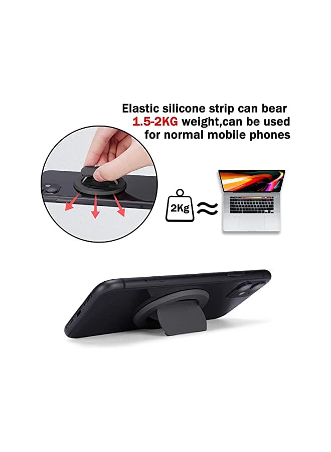 Delfino Phone Ring Holder, Ultra-Thin 3mm Anti Drop Finger Kickstand Silicone Back Ring Cell Phone Grip Phone Stand for Magnetic Car Mount and Most Smart Phones and Tablets (Black) - Image 5