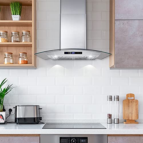 COSMO COS-668WRCS75 30 in. Vista Collection 380 CFM Ducted Wall Mount Range Hood, Touch Controls, LED Lights, Stainless Steel - Image 2