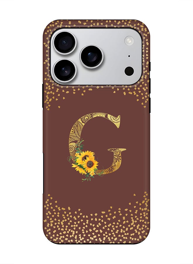 Stylizedd Tough Pro Magnetic Case for iPhone 17 Pro, Dual Layer hybrid PC + TPU Mobile Cover Matte - Custom Floral Monogram - G  (Brown )