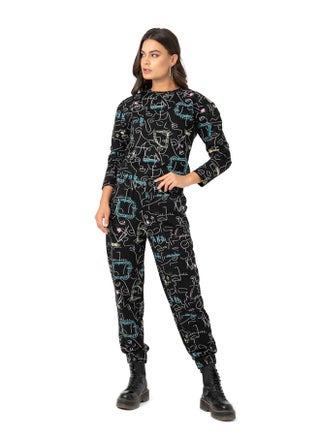 Elastic Waist Printed Pants