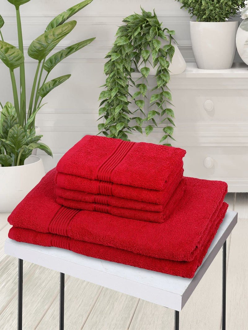 KOPA [6pc] Quick Dry 100% Cotton Soft Terry Towel -2pc Bath, 4pc Hand (d'ross) | Quick Dry 100% Cotton | Super Absorbent, Lightweight, Odour Free - for Men, Women, Kids Solid-red - Image 2